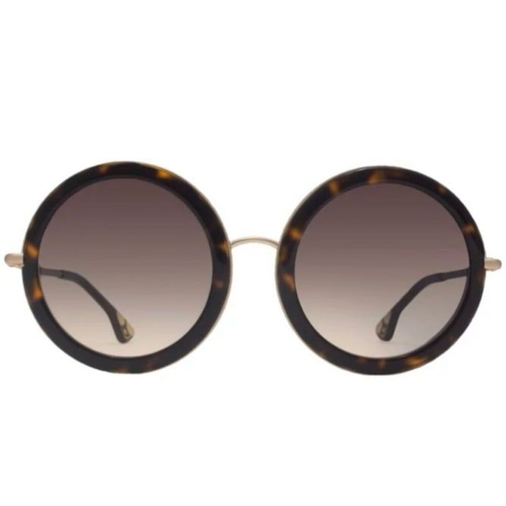 Alice + Olivia Beverly Round Tortoiseshell Sunglasses with Gray Lenses